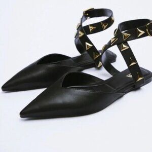Zara Slingback Studded Low Heel Shoes